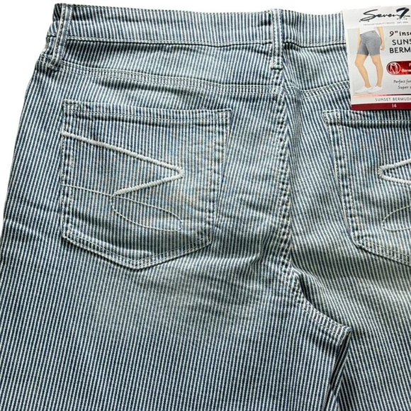 Seven 7 Denim Shorts Sunset Bermuda Soft Stripped 9" Inseam Premium Brand Qualit - Picture 4 of 8